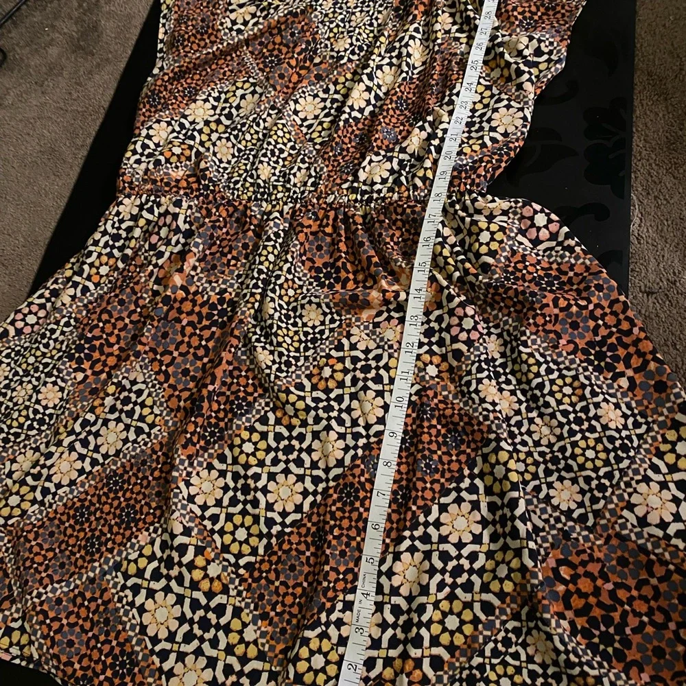Lauren Conrad Pleated Abstract Mosaic Print Shift Dress  XXL, Peachy Orange - Picture 9 of 9
